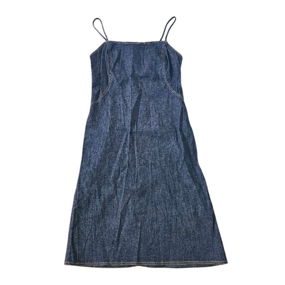 To The Max! Vintage Denim Midi Dress Dark Wash Spaghetti Strap Y2K 90s Size 3